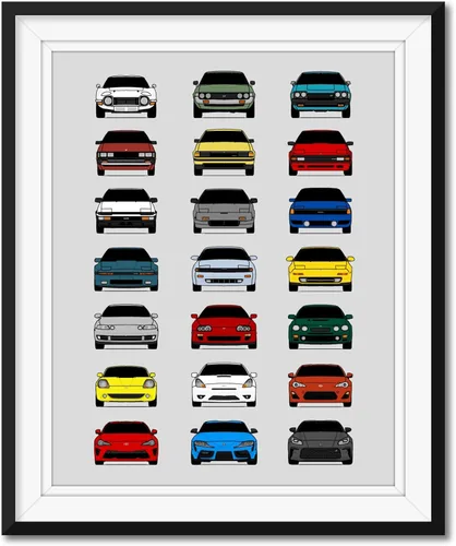 Custom Car Posters Póster hecho a mano compatible con Toyota Evolution Print Wall Art Décor Best of Toyota Generations, multicolor, 8 x 10 pulgadas