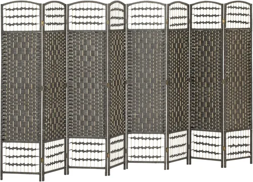 Vista 14 de HOMCOM Divisor de habitación de 4 paneles, pantalla de privacidad plegable, separador de habitación de 5.6 pies, divisor de pared de división Natural