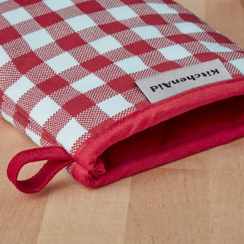 Vista 3 de KitchenAid Gingham - Juego de 2 manoplas de horno de algodón, color rojo pasión, 5.5 x 8 pulgadas