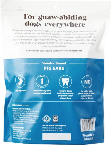 Vista 2 de Yaxa Brand – Wonder Bound - Golosinas de orejas enteras de cerdo para perros, cerdo, 6 onzas, 6 unidades (paquete de 1)