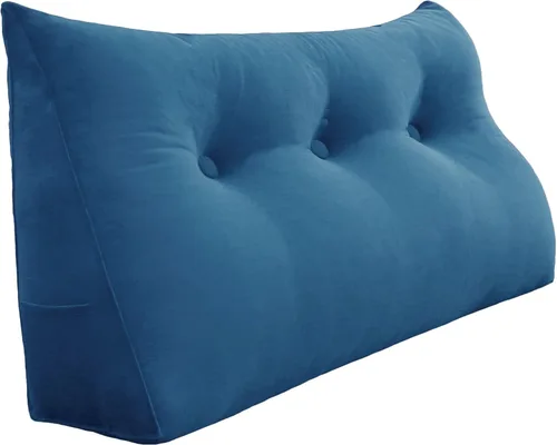 Vista 46 de Almohada de cabecero de 11 libras engrosada tamaño queen para sentarse en la cama, almohada de apoyo para la espalda para leer con bolsillo lateral