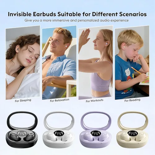 Vista 6 de Mini Invisible Sleep Wireless Bluetooth Headphones,Mini Invisible Silicone Sleep Earbuds for Side Sleepers,Invisible Headphones, Bluetooth Headset