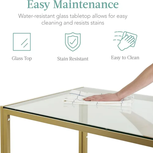 Vista 5 de Best Choice Products 5 piezas Juego de mesa de comedor de vidrio, muebles modernos para mesa de cocina para comedor, dinette, ahorro de espacio