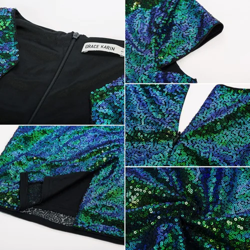 Vista 4 de Grace Karin - Vestido entubado para mujer con mangas casquillo, estilo vintage de los años 50, modelo CL7597