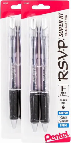 Vista 15 de Pentel RSVP Bolígrafo retráctil súper suave, surtido, paquete de 8 (BX480BP8M)