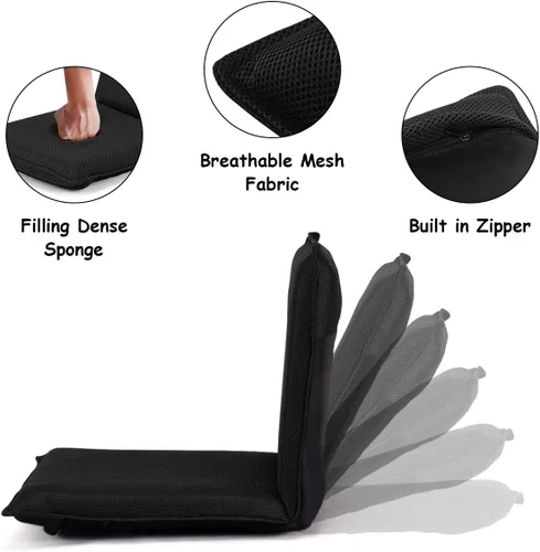Vista 8 de Giantex Silla de suelo con soporte para el respaldo, 6 posiciones ajustables, cama plegable, sillas de videojuegos para meditación, lectura, ver