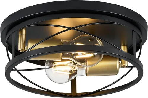 Vista 11 de Luces de granja, lámpara de techo industrial negra de montaje empotrado, lámpara de techo para pasillo, dormitorio, cocina, entrada, 2 luces