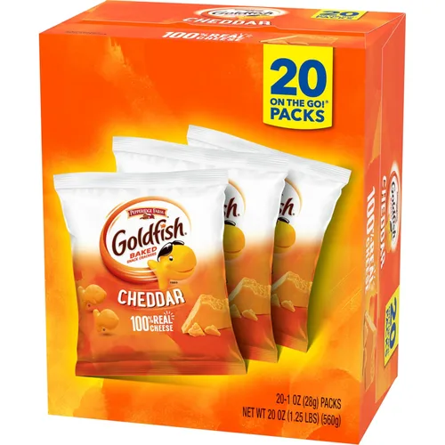 Vista 10 de Goldfish Galletas de Queso Cheddar, Galletas de Snack Horneadas, Paquetes de Snack de 1 onza para Llevar, Caja de 20