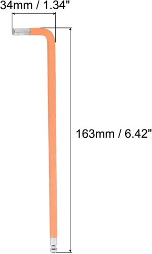 Vista 2 de uxcell llave dominante del hex. del extremo de la bola de 16.4 ft m, herramienta de reparación de acero en forma de L del brazo largo S2