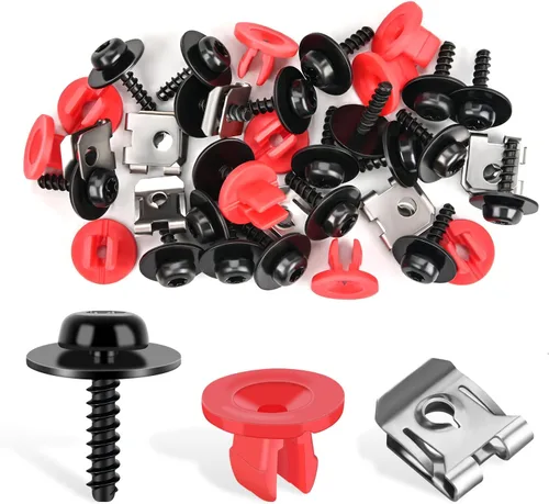 Vista 19 de GOOACC GRC-70 - 35 piezas de pernos de protección contra salpicaduras para motor, parachoques guardabarros, retenedor de empuje, clips de remache