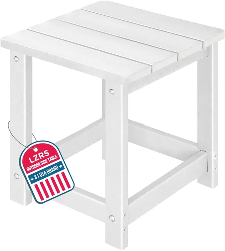 Vista 34 de LZRS Mesa Lateral Redonda Adirondack para Patio Mesa de Esquina, Mesas Laterales para Exteriores para Patio, Jardín, Piscina, Complemento