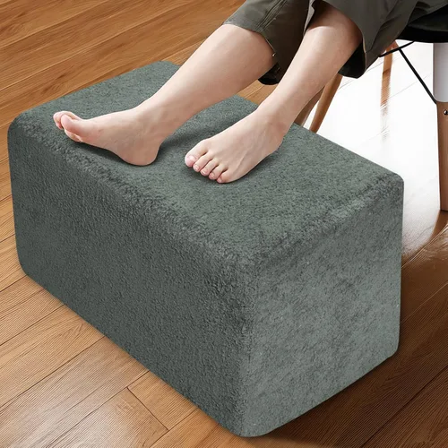Vista 10 de Puf otomano rectangular, puf de relleno con relleno de trozos de espuma, taburete de forro polar coral suave, otomana multiusos para sala de estar