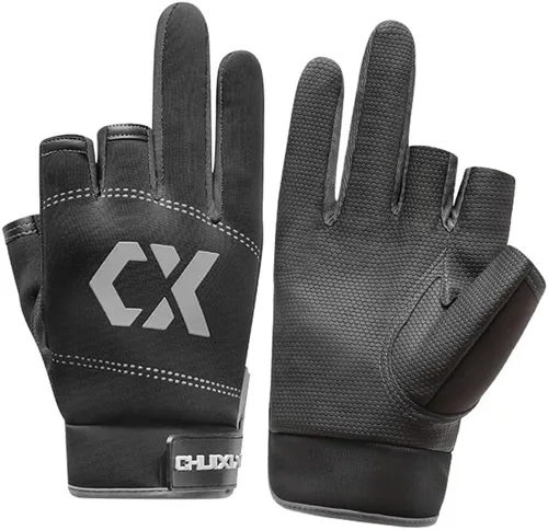 SEIWEI Fishing Gloves 3 Fingers Cut Waterproof Sports Gloves Anti-Slip Windproof Gloves for Fishing Hunting Riding Cycling Hand Protectiion