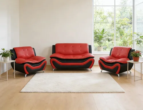 Vista 24 de Sofá seccional de cuero negro, juego de muebles de sala de estar, juego de 2 piezas de sofá moderno para sala de estar, apartamento, oficina, negro#1