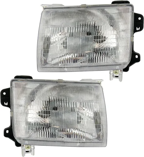 Vista 137 de TRQ Juego de Conjunto de Ensamble de Faros de 2 Piezas de Desempeño Halógeno con Marco Cromado Conductor y Lado del Pasajero Compatible con Mercedes