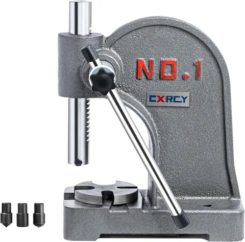 CXRCY Prensa de husillo de 1 tonelada con émbolo redondo, Prensa de husillo manual mejorada de hierro fundido de servicio pesado de 1 tonelada,