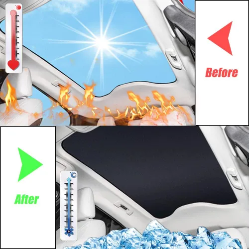 Vista 3 de Blazeray Parasol Mach E para Ford Mustang 2021, 2022, 2023, accesorios Mach-E, parasol plegable para techo de vidrio con cubiertas reflectantes