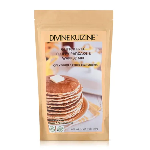 DivineKuizine - Mezcla esponjosa para panqueques y waffles | Mezcla sin gluten | Mezcla sin gluten | Mezcla para panqueques solo añadir leche