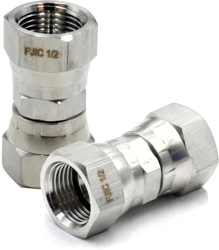 Vista 4 de HFS (R) 1/2" hembra JIC giratorio x 1/2" hembra JIC tuerca giratoria Unión de acero inoxidable 304