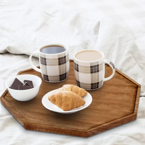 Vista 6 de Juego de 3 bandejas de madera de acacia, platos octogonales de madera para verduras, frutas, tablas de embutidos, platos de té de queso y café