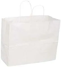 SSWBasics Bolsas de compras grandes de papel kraft blanco con asas - 16" W x 6" D x 12" H -