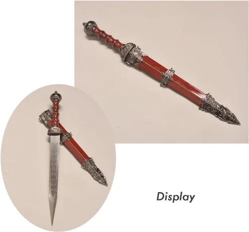 Vista 5 de Espada romana de Gladius occidental de 17 pulgadas, estilo corto de metal rojo y acero