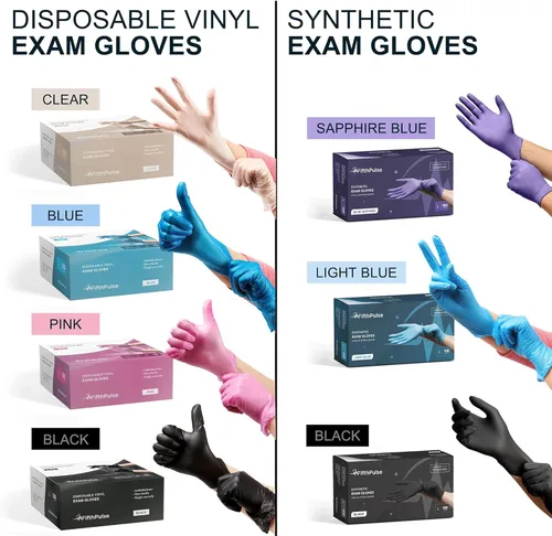 Vista 8 de FifthPulse - Guantes desechables de vinilo color rosa, sin polvo y sin látex, guantes para examen médico