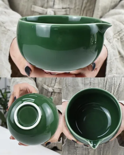 Vista 7 de Artcome Juego de té Matcha de alta calidad, cuenco de cerámica de 18.6 onzas con boquilla, batidor de bambú, cuchara, soporte para batidor y guía