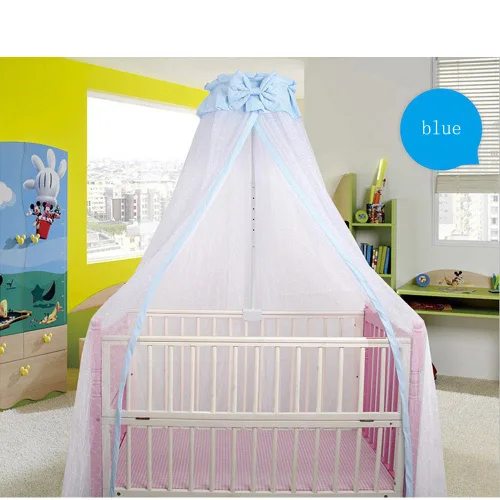 Vista 3 de CdyBox Cortinas de red transpirable para cuna, toldo para niños, mosquitera, decoración de dormitorio (azul, mosquitera)