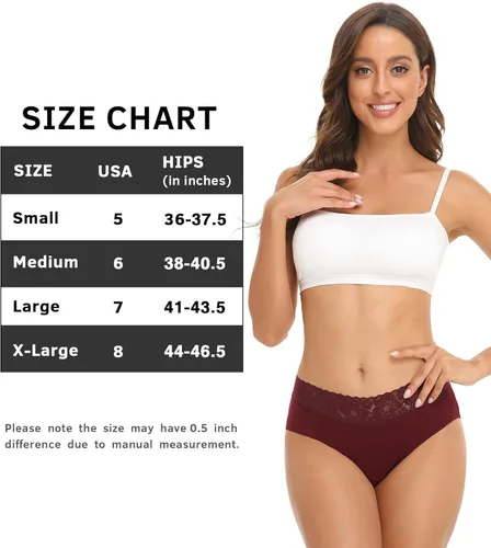 Vista 6 de RHYFF Ropa interior de algodón para mujer calzones de encaje suave calzones hipster para mujer elásticos paquete de 5 a