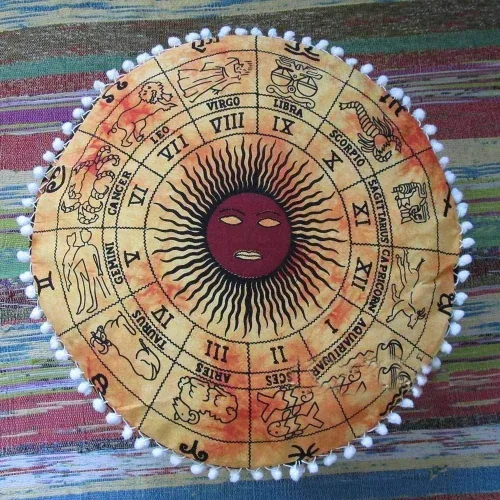 Vista 30 de Cojín otomano con diseño de mandala de langosta, diseño de collage bohemio, decoración de dormitorio, reposapiés, funda de almohada de algodón