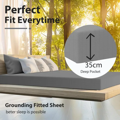 Vista 5 de RIQINXIN Grounding Sheets Kingsize - Hoja de tierra suave de 400 hilos, hojas de tierra de fibra plateada, con cable reforzado para conductividad