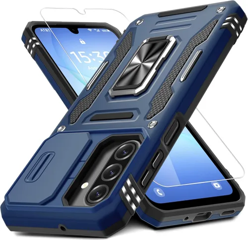 Vista 81 de DEERLAMN Funda para Samsung Galaxy A15 5G con cubierta deslizante para la cámara + protector de pantalla (1 paquete), soporte de anillo giratorio