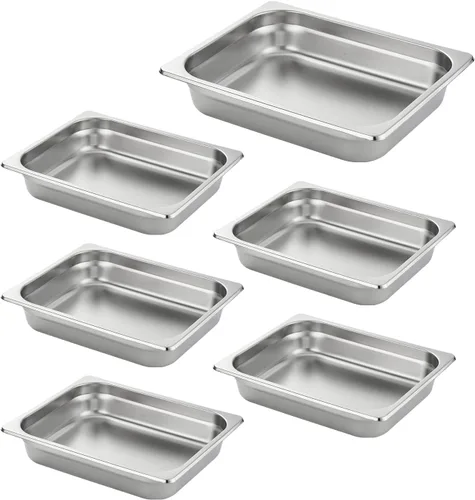 Vista 16 de HECMAC Juego de 6 tapas para sartén de hotel de tamaño completo, tapa de sartén de mesa de vapor de acero inoxidable sólida con asa, calibre 23