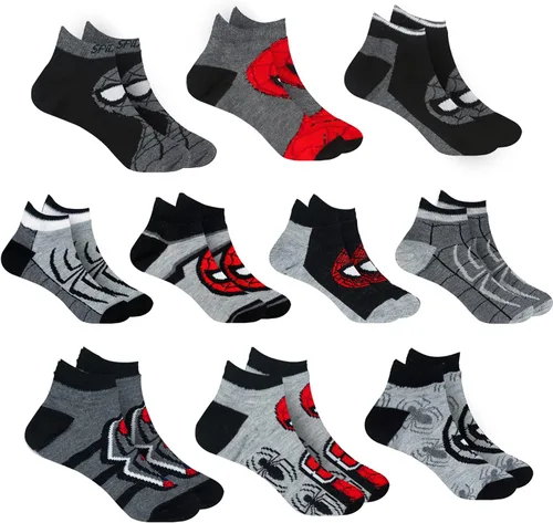 Vista 11 de Marvel Calcetines de Spider-Man para niños, 10 pares de calcetines de corte bajo para niños de 3 a 9 años Marvel Comics