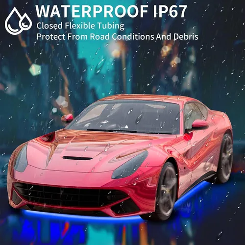 Vista 4 de Luces de neón para automóvil, kit de 6 unidades Dreamcolor Underglow para automóvil con control de aplicación, 210 modos de color y 255 modos