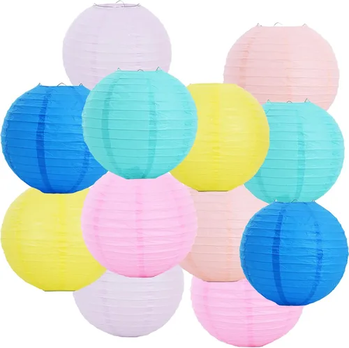 Vista 36 de BEISHIDA 10 Linternas de Papel Blancas Decorativas Chinas/Japonesas Colgantes Redondas de Papel Lámpara para Cumpleaños, Bodas, Navidad, Nupcial