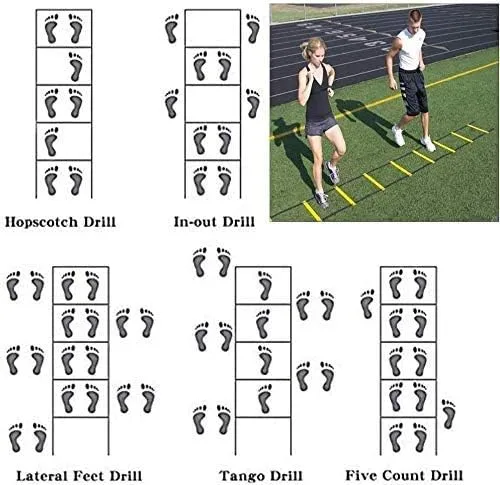 Vista 5 de AIIAJJE Agility Ladder Agility Training Ladder Speed 12 Rung 20ft with Carrying Bag