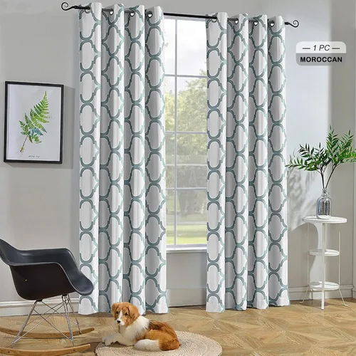Vista 16 de Melodieux - Cortina opaca con aislamiento térmico y ojales, de estilo marroquí, 100 x 96 pulgadas, color gris (1 panel)