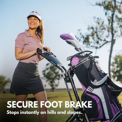 Vista 5 de Qwik-Fold Carrito de golf giratorio de 3 ruedas 360 con rueda delantera giratoria de 360 grados, carrito plegable de un segundo para abrir y cerrar