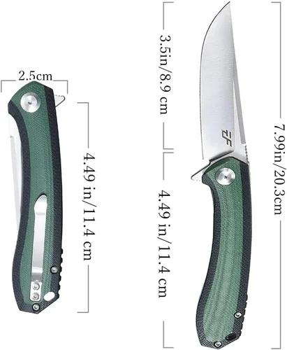 Vista 3 de Eafengrow EF947 EDC D2 Cuchillo plegable, carpeta de rodamiento de bolas con asa G10 con forro de bloqueo, cuchillo aleta EDC con bolsillo, camping