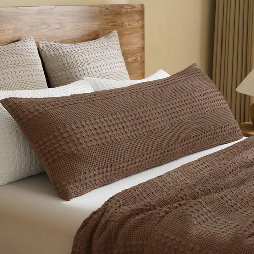 Vista 415 de PHF - Fundas de almohada 100% algodón con tejido gofre europeo, 26 x 26 pulgadas, 2 unidades para decoración elegante del hogar, para cama, sin