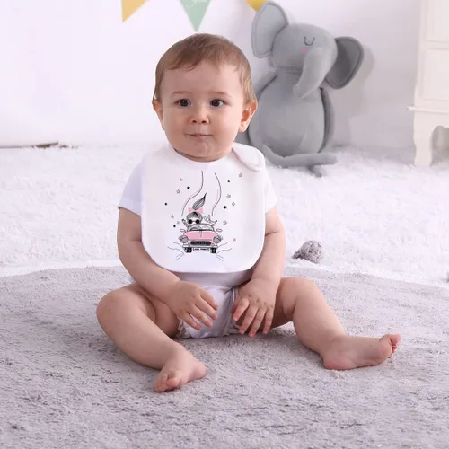 Vista 4 de Maiwa Baberos de algodón impermeables para niñas y niños, unisex, para babear, dentición con broches, estampado certificado Oeko-TEX