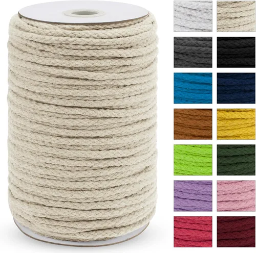 Vista 13 de JeogYong - Cuerda de macramé trenzada 5mm x 90m, cuerda de algodón trenzada de 8 hebras natural, cuerda de cordón de dibujo colorida para colgar