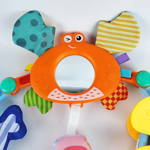 Vista 6 de Juguete de arco de cochecito de bebé, arco de actividad móvil ajustable, juguetes de asiento de automóvil para bebés, juguetes sensoriales de cuna