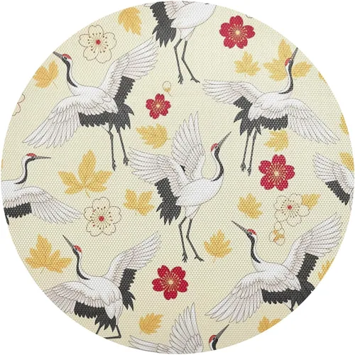 Elegant White Cranes PVC Plate Mat, Washable Heat Resistant Mats for Kitchen one sizex1