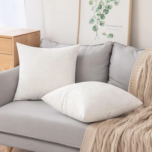 Vista 3 de MIULEE Juego de 2 cojines decorativos de 26 x 26 pulgadas, almohadas de tela de algodón de plumón y plumas, relleno cuadrado para sofá, sala de estar