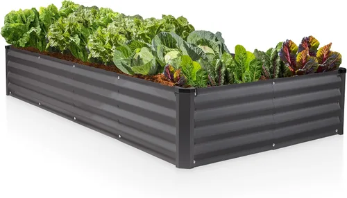 Vista 11 de Plant & Plot Camas de jardín elevadas galvanizadas para exteriores/ Jardinera elevada de 6 x 3 x 1 pie para jardinería, verduras, flores, caja