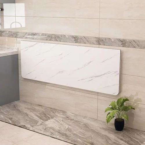 Vista 3 de Escritorio para montar en la pared, mesa plegable plegable de madera resistente, con patrón de mármol, escritorio pequeño para computadora de 0.63