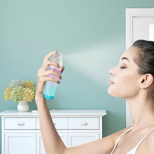 Vista 3 de Botella de spray de niebla fina, botellas de plástico de 3.4 onzas, paquete de 2 botellas de spray de ajuste de maquillaje, aprobadas por la TSA